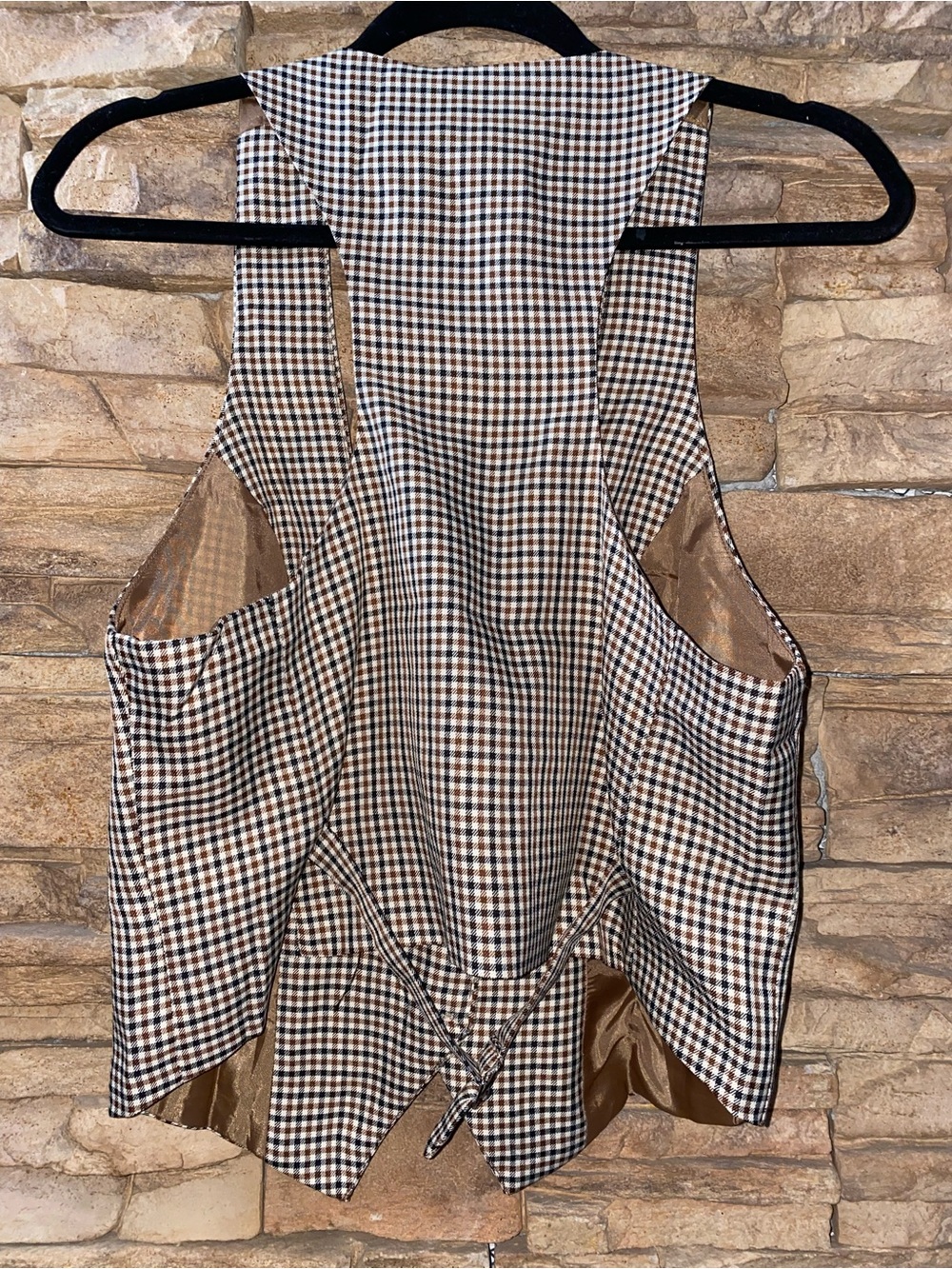 Grace Karin Plaid Vest Women’s Size Medium Brown Check Tailored - Picture 10 of 13